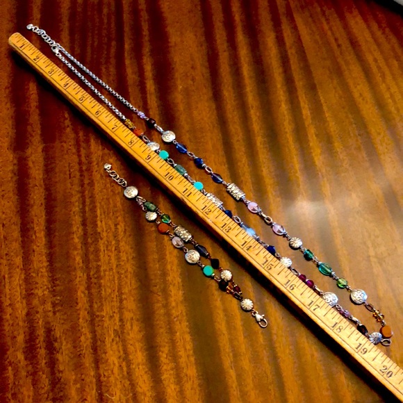 Brighton long silver stations, crystals, natural stone link set - Picture 16 of 16